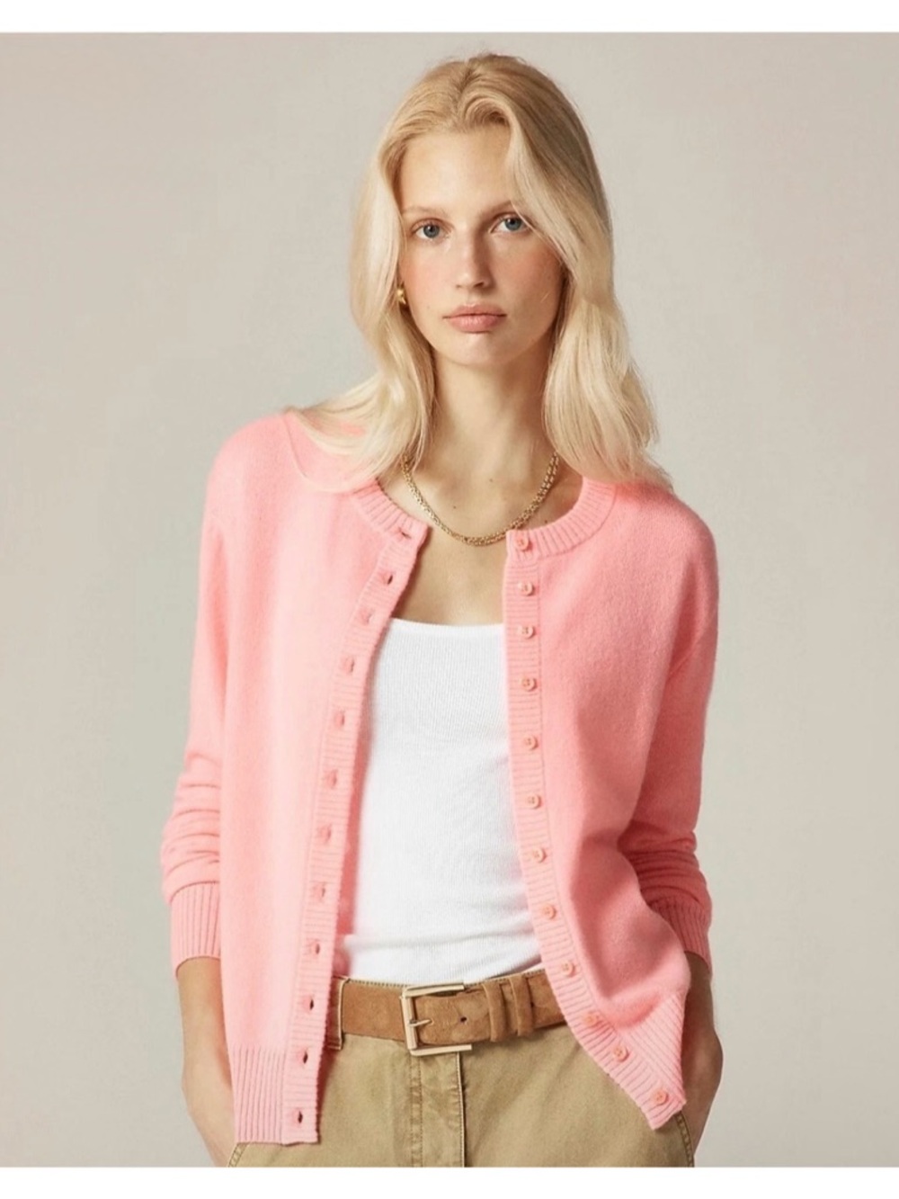 NWT J. Crew Perfect Cashmere Cardigan Sweater Neon Vivid Coral Pink